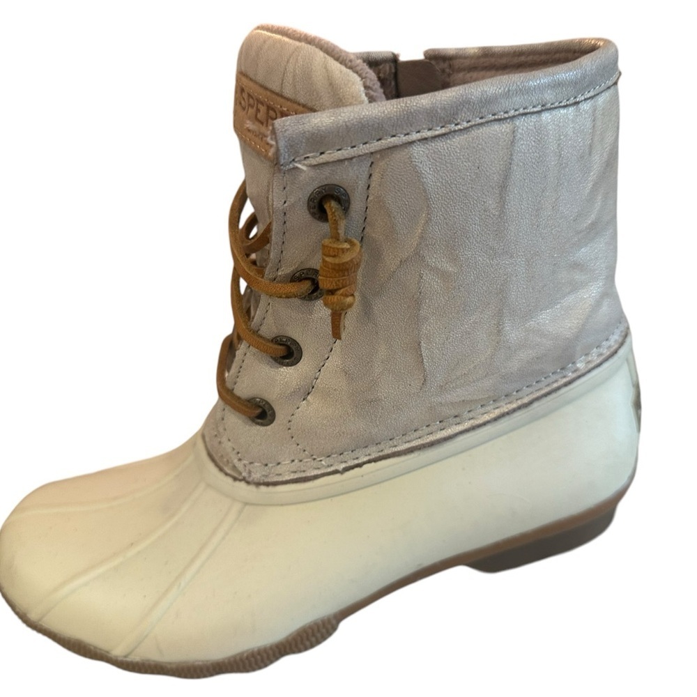 Sperry Women's Waterproof Saltwater Ivory Boots Size 5.5 - Picture 3 of 6